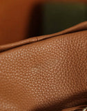 Togo Leather Slouchy Tote Bag – Large Minimalist Shoulder Bag | Scratch-Resistant Lychee Grain Cowhide, Fits 13" Laptop