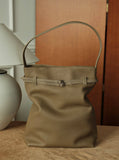 Togo Leather Slouchy Tote Bag – Large Minimalist Shoulder Bag | Scratch-Resistant Lychee Grain Cowhide, Fits 13" Laptop