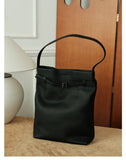 Togo Leather Slouchy Tote Bag – Large Minimalist Shoulder Bag | Scratch-Resistant Lychee Grain Cowhide, Fits 13" Laptop