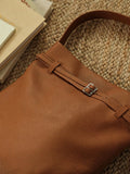 Togo Leather Slouchy Tote Bag – Large Minimalist Shoulder Bag | Scratch-Resistant Lychee Grain Cowhide, Fits 13" Laptop