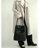 Premium Togo Leather Slouchy Tote Bag | Large Minimalist Bucket Bag | Cowhide Shoulder Bag