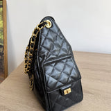 Quilted Diamond Leather Drawstring Hobo Bag – Gold Chain Strap | Lambskin & Cowhide Shoulder Bag for Women