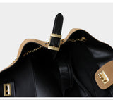 Quilted Lambskin and Suede Leather Chain Tote Bag | Women's Vintage Two-Tone Shoulder & Crossbody Bag