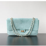 Quilted Suede Chain Flap Bag for Women | Vintage Matte Cowhide Shoulder & Crossbody Messenger Purse | Diamond-Quilted Autumn Winter Bag in Four Sizes
