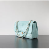Quilted Suede Chain Flap Bag for Women | Vintage Matte Cowhide Shoulder & Crossbody Messenger Purse | Diamond-Quilted Autumn Winter Bag in Four Sizes