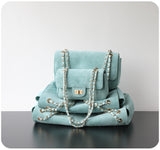 Quilted Suede Chain Flap Bag for Women | Vintage Matte Cowhide Shoulder & Crossbody Messenger Purse | Diamond-Quilted Autumn Winter Bag in Four Sizes