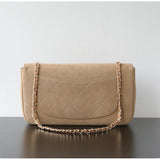 Quilted Suede Chain Flap Bag for Women | Vintage Matte Cowhide Shoulder & Crossbody Messenger Purse | Diamond-Quilted Autumn Winter Bag in Four Sizes