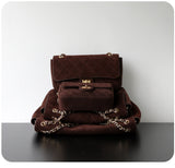 Quilted Suede Chain Flap Bag for Women | Vintage Matte Cowhide Shoulder & Crossbody Messenger Purse | Diamond-Quilted Autumn Winter Bag in Four Sizes