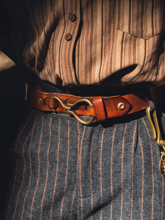 Retro Hanmade Italian Full Grain Leather Belt | Unisex Solid Brass Hook Buckle Waistband For Men & Women, Vintage Workwear Cowhide Leather Belt