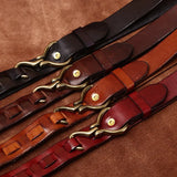 Retro Hanmade Italian Full Grain Leather Belt | Unisex Solid Brass Hook Buckle Waistband For Men & Women, Vintage Workwear Cowhide Leather Belt