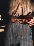 Retro Hanmade Italian Full Grain Leather Belt | Unisex Solid Brass Hook Buckle Waistband For Men & Women, Vintage Workwear Cowhide Leather Belt