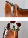 Reversible Full Grain Togo Leather Tote Bag | Two-Tone Everyday Carry Bag
