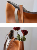 Reversible Full Grain Togo Leather Tote Bag | Two-Tone Everyday Carry Bag