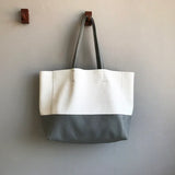 Custom Handcrafted Soft Grain Cowhide Leather Tote | Large Two-Tone Shoulder Bag for Laptop & Travel