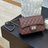 Classic Genuine Caviar Leather Handbag, Crossbody Bag, Classic Flap Bag Caviar, Leather Shoulder Purse, Chain Strap Lock Bag, Christmas Gift