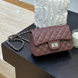 Classic Genuine Caviar Leather Handbag, Crossbody Bag, Classic Flap Bag Caviar, Leather Shoulder Purse, Chain Strap Lock Bag, Christmas Gift