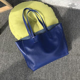Large Soft Cowhide Leather Tote | Minimalist Oversized Shopper with Removable Inner Pouch