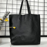 Large Soft Cowhide Leather Tote | Minimalist Oversized Shopper with Removable Inner Pouch