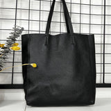 Large Soft Cowhide Leather Tote | Minimalist Oversized Shopper with Removable Inner Pouch