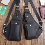 Genuine Crazy Horse Leather Chest Rig Harness Bag for Men — Handcrafted Dual Shoulder Holster Vest with Multi-Pocket | Retro Motorcycle & Daily Carry