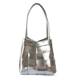 Women's Soft Luxurious Calfskin Leather Handwoven Bucket Shoulder Bag, Crossbody Bag