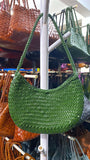 Artisanal Braided Leather Summer Crescent, Handwoven Leather Hobo Bag, Full Grain Underarm Bag