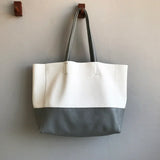 Custom Handcrafted Soft Grain Cowhide Leather Tote | Large Two-Tone Shoulder Bag for Laptop & Travel