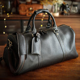 Men's Handmade FullGrain Leather Travel Duffel – Large Crazy Horse Leather Weekender | Carry-On Bag for Business, Camping & Short Trips