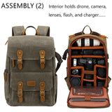 Waterproof Camera Bag Purse, Leather DSLR Bag | Anti-Theft Canvas Camera Backpack with USB Charging for Travel & Outdoor