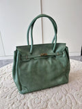 Handcrafted Water-Dyed Cowhide Leather Structured Tote Bag | Women's Vintage Old-Money Style Large Shoulder Bag