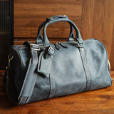 Men's Handmade FullGrain Leather Travel Duffel – Large Crazy Horse Leather Weekender | Carry-On Bag for Business, Camping & Short Trips