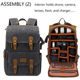 Waterproof Camera Bag Purse, Leather DSLR Bag | Anti-Theft Canvas Camera Backpack with USB Charging for Travel & Outdoor