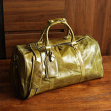 Men's Handmade FullGrain Leather Travel Duffel – Large Crazy Horse Leather Weekender | Carry-On Bag for Business, Camping & Short Trips