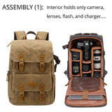 Waterproof Camera Bag Purse, Leather DSLR Bag | Anti-Theft Canvas Camera Backpack with USB Charging for Travel & Outdoor