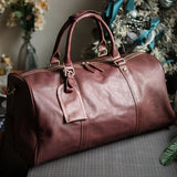 Men's Handmade Full Grain Leather Travel Duffel – Large Crazy Horse Leather Weekender | Carry-On Bag for Business, Camping & Short Trips