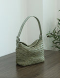 Handwoven Full Grain Leather Hobo Bag | Vintage Basketweave Shoulder & Crossbody Bag