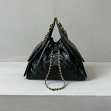 Quilted Diamond Leather Drawstring Hobo Bag – Gold Chain Strap | Lambskin & Cowhide Shoulder Bag for Women