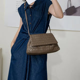 Luxury Handwoven Lambskin Crossbody Bag, Soft Leather Hobo Bag, Designer Craftsmanship Woven Flap Tote for Women