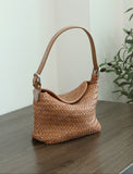 Handwoven Full Grain Leather Hobo Bag | Vintage Basketweave Shoulder & Crossbody Bag