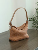 Handwoven Full Grain Leather Hobo Bag | Vintage Basketweave Shoulder & Crossbody Bag