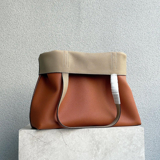 Reversible Full Grain Togo Leather Tote Bag | Two-Tone Everyday Carry Bag