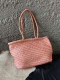 Handwoven Basket Tote Bag | Vegetable-Tanned Italian Cowhide Hand-Carry Bag | Minimalist Summer Commuter Style