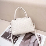 Luxury Women's Lambskin Woven Boston Crossbody Bag | Handcrafted Versatile Shoulder Bag