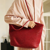 Handwoven Basket Tote Bag | Vegetable-Tanned Italian Cowhide Hand-Carry Bag | Minimalist Summer Commuter Style