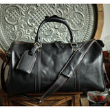 Men’s Full Grain Leather Travel Duffel, Large Crazy Horse Leather Carry-On Bag for Business, Leather Weekender, Camping & Short Trips