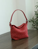 Handwoven Full Grain Leather Hobo Bag | Vintage Basketweave Shoulder & Crossbody Bag