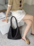 Women's Handwoven Vegan Leather Hobo Tote Bag | Intrecciato Shoulder Bag | Two Sizes | Lightweight Everyday Handbag for Women