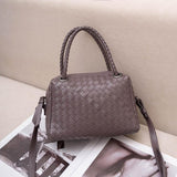 Luxury Women's Lambskin Woven Boston Crossbody Bag | Handcrafted Versatile Shoulder Bag