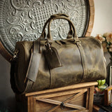 Men's Handmade FullGrain Leather Travel Duffel – Large Crazy Horse Leather Weekender | Carry-On Bag for Business, Camping & Short Trips