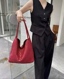 Women's Handwoven Vegan Leather Hobo Tote Bag | Intrecciato Shoulder Bag | Two Sizes | Lightweight Everyday Handbag for Women